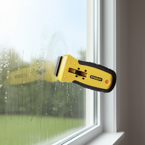 Grattoir pour fenêtres Stanley avec 5 lames de rechange, poignée souple de sécurité, ventouse, ensemble de 4 pièces - Product Image 3