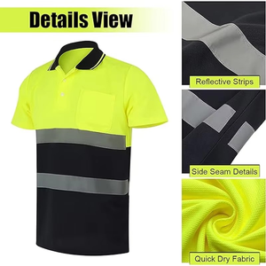 Polos de manga larga de alta visibilidad, poliéster transpirable, ropa de trabajo de seguridad para la construcción, cinta reflectante para entornos de trabajo de seguridad - Product Image 2