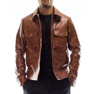 Blouson aviateur en peau de mouton de qualité supérieure, broderie personnalisée, fermeture éclair, toile enduite, streetwear unisexe, vestes en cuir pour hommes - Product Image 6