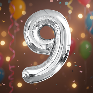 Palloncini Numero Party Love Argento N9 80cm Confezione da 12 pezzi - Product Image 3