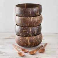 Natuurlijke ecovriendelijke kokosnootschaal handwerk op maat gemaakt cadeau duurzame bohemian stijl voor feesten oliebehandeld gepolijst DHT