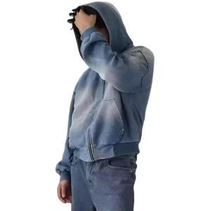 Heavyweight Knitted 100% Cotton Solid Zipper-Up Winter Hoodie Regular Fit OEM Service - Product Image 4