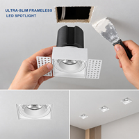 Downlights LED encastrés sans cadre en aluminium, interrupteur à bouton moderne, CRI 90+, Bridgelux COB 7W 15W 4000K, CCT personnalisé, angle de faisceau