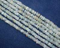 Perles Heishi en Aquamarine faites à la main, à extrémités serties, coupées à plat, composants de bijoux en pierres précieuses, 8 pouces de long, cadeau idéal pour elle