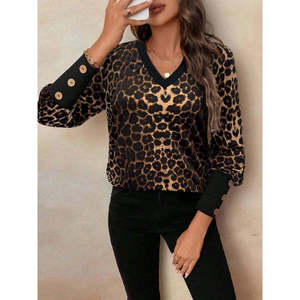 Blusa Supreme Estampada de Manga Larga con Cuello en V para Mujer, 37546 - Leopardo - Product Image 2