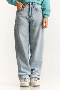 Pantalon en jean slim de haute qualité pour femme, respirant, en coton, couleur unie, coupe classique, avec cordon de serrage, teinture unie, OEM - Product Image 4