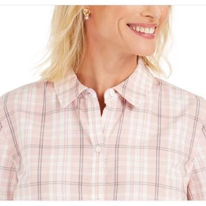 Camicia in Popeline di Cotone a Quadri per Donna Charter Club, Taglia XS Rosa con Ricami e Decorazioni in Pizzo, Stile Casual e Formale - Product Image 2
