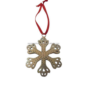 Fancy Decorative Elegant Gld Color Hanging Snoflake <b>Ornament</b> Modern Style Handmade Product With Gold Finished Customized - Product Image 1