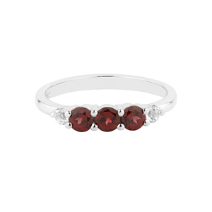 Handmade 925 Sterling <b>Silver</b> <b>Ring</b> with Natural <b>Garnet</b> and White Topaz Shah Gems' Everyday Wear Jewelry - Product Image 2