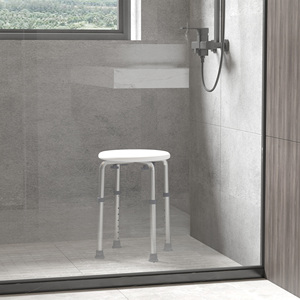 HOMCOM-Taburete antideslizante de ducha de Altura ajustable de 8 posiciones para ancianos discapacitados Silla de baño pies antideslizantes hechos duraderos - Product Image 2