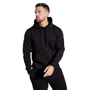 Conjunto de chándal con capucha negra de algodón para hombre, precio al por mayor, cómodo conjunto de dos piezas para correr para ropa informal y moda callejera - Product Image 6