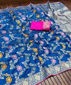 Gorgeous Party Wear Saree for Women with Fancy Net <b>Fabric</b> and Stunning Bridal Embroidery for Wedding Functions - Product Image 4