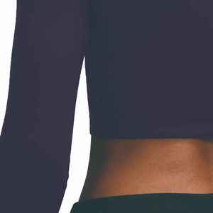 Women's Lightweight Breathable Anti-Bacterial <b>Yoga</b> Crop Top Quick Dry Skinny Fit Spandex/Nylon Round-Neck Design - Product Image 2