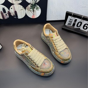 2024, zapatillas gruesas de alta calidad para mujer, moda informal, estilos para caminar, forro de cuero genuino, tela con cierre de cordones, parte superior - Product Image 6