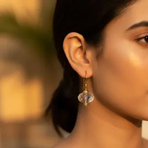 Pendientes Largos con Cuentas de Cristal y Baño de Oro para Mujer, Joyería Elegante, Idea de Regalo - Product Image 1