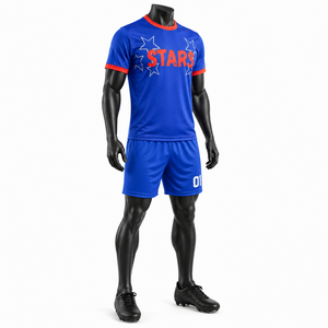 Custom Blue <b>Soccer</b> Uniform Breathable Polyester Football Jersey Shorts Set Quick Dry Team Training Sportswear Custom Name Number - Product Image 4