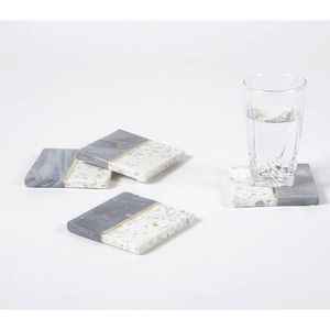 Nouvelle conception sous-verres décoratifs ensemble de 4 sous-verres en marbre blanc pour vaisselle verres sous-verre à bas prix - Product Image 5