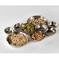 Plat de service moderne en aluminium à 9 compartiments, couleur or, pour mariage, fruits et noix – Tendance actuelle