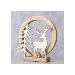 Creative Mango Wood Ring Christmas Decoration With Silver Aluminium Reindeer With Hanging Star <b>Unique</b> <b>Home</b> <b>Decor</b> Sculpture - Product Image 3