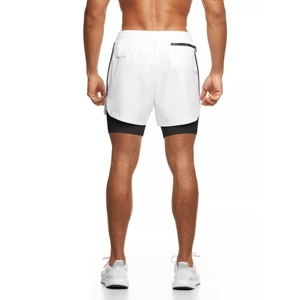 Mens Sports Running Shorts Gym Training Fitness Bottoms Double <b>Layer</b> With Pocket - Product Image 4