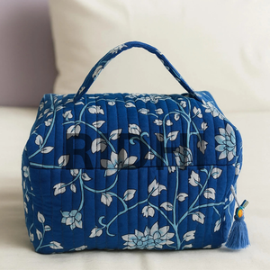 กระเป๋าโท้ทผ้าฝ้ายพิมพ์ลายบล็อกแบบเป็นมิตรกับสิ่งแวดล้อม สีน้ำเงินดัลลัสคาวบอย พร้อมซิป หูหิ้วนุ่ม ขนาดใหญ่ สไตล์วินเทจ น้ำหนักเบา - Product Image 6
