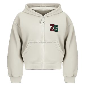 Sweat à capuche en molleton de qualité supérieure pour femmes 380 GSM Tissu doux en coton polyester Couleur crème Broderie personnalisée Logo basics hoodies - Product Image 1