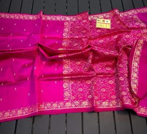 Custom Woven Satin Saree Made From Pure Silk <b>Fabrics</b> for Women's Party Wear Clothing Designers and Stores for Resale - Product Image 6