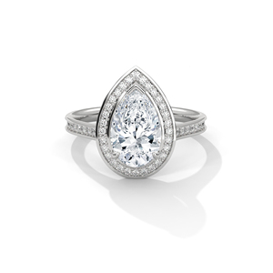 Pear Cut Halo Moissanite Engagement <b>Ring</b> 925 Sterling <b>Silver</b> Rhodium Plated Pave Set <b>Solitaire</b> <b>Ring</b> GRA Certified Handmade Fine - Product Image 2