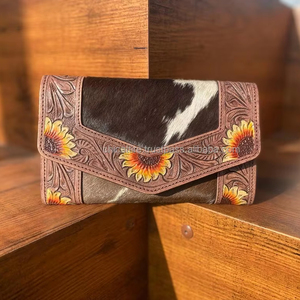 กระเป๋าคลัทช์หนังแท้แบบตะวันตกสำหรับงานแกะสลักด้วยมือกระเป๋าเงินหนังวัวแบบอเนกประสงค์ - Product Image 3