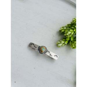 Barrette à cheveux artisanale Danny Henio Royston en turquoise et argent sterling, accessoire élégant pour cheveux - Product Image 2