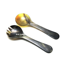 Ensemble de couverts en corne de haute qualité, best-seller, pour salade, avec aiguiseur, ustensiles de cuisine en corne, serveur à salade en corne - Product Image 4