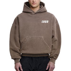 Sweat à capuche pour homme 100% coton, délavé à l'acide, design personnalisé, séchage rapide, respirant, tissu tricoté de haute qualité pour la saison de printemps - Product Image 1
