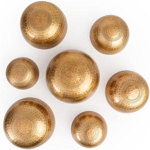 Tibetan Singing Bowls Set of 7 Chakra Pure Brass Useful for Meditation Mindfulness with Carry <b>Box</b> - Product Image 3