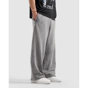 Pantalones Unisex de Corte Relajado en Gris Lavado 100% Algodón con Bordes Crudos 240 GSM - Product Image 4