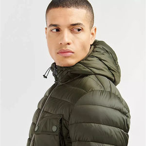 Blouson matelassé léger vert pour homme 2026 avec broderie sur le devant, capuche et fermeture éclair – Manteau d'hiver matelassé à bulles - Product Image 5