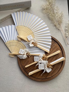 Abanico de Mano de Papel de Bambú Personalizado para Regalo de Boda, Abanico Plegable Personalizado Ecológico - Product Image 6