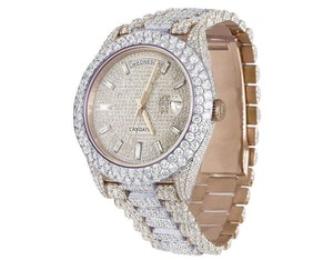 Estilo de moda VVS Moissanite Diamond Baguette en el dial Acero inoxidable Automático Hip Hop Reloj de pulsera Iced Out Bling Moda para hombres - Product Image 1