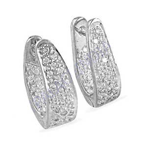 Boucles d'oreilles créoles délicates pour femmes en argent avec zircone cubique, bijoux en cristal - Product Image 2