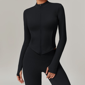 Top manica lunga all'ingrosso maglietta da palestra tuta <span class=keywords><strong>allenamento</strong></span> Top <span class=keywords><strong>femminile</strong></span> giacche da <span class=keywords><strong>allenamento</strong></span> con cerniera Yoga da donna - Product Image 2