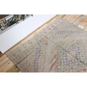 Tapis turc vintage de 5x8,2 pieds, tapis en laine géométrique gris - Product Image 5