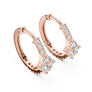 Pendientes de Diamantes Redondos de Oro Rosa de 14K para Mujer, Joyería de Uso Diario, Minimalista, de Lujo, Certificada, para Oficina, Novia, Aniversario - Product Image 4