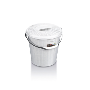 Elegance Pedal <b>Bin</b> 10L White Plastic Waste <b>Bin</b> With <b>Lid</b> And Handle For Kitchen Or Bathroom Use - Product Image 2