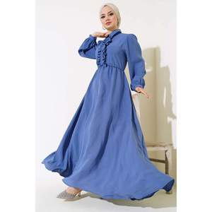 Ruffle Half Placket Vestido Indigo - Product Image 4