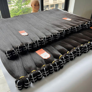 Trama doble de pelo crudo de Color negro vietnamita con cierre, cabello humano de la mejor calidad, hueso de Vietnam recto, súper doble dibujado - Product Image 2