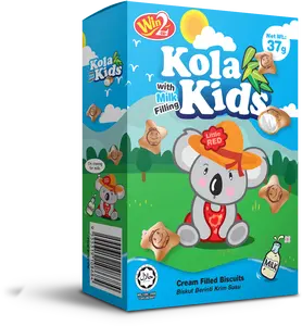 Win Win Kola Kids Biscuits With Milk Filling 37g Convenient Snack Pack Wholesale Milk Cream Filled Biscuits Halal Certified