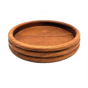 Sous-verres ronds en bois faits à la main pour la décoration intérieure Sous-verres en bois avec logo personnalisé au design naturel par Crescent Crafts - Product Image 3