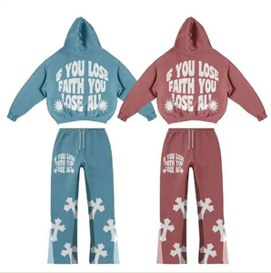 ชุดวอร์มกางเกงวิ่งกางเกงวอร์มมีฮู้ดของผู้ชายกางเกงวอร์มกางเกงลายนูนแบบลำลองกำหนด3D เอง - Product Image 1