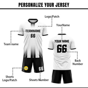 Uniforme de Equipo Personalizado para Adultos, Jersey con Nombre y Logotipo del Equipo Personalizados, Jersey de Fútbol Negro/Blanco, 100% Poliéster, Transpirable, de Secado Rápido, con Protección UV - Product Image 2