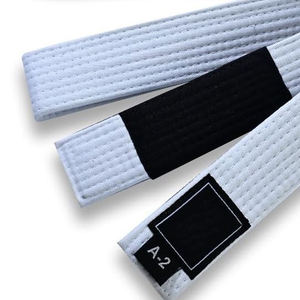 Promocional Premium White BJJ Gi Belt 100% algodón ligero de cintura alta personalizado con nombre bordado Logo diseño Unisex - Product Image 3