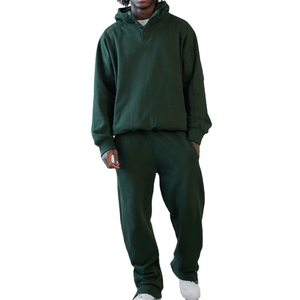 Unisex 2026 Custom Heavyweight Half Zip Hoodies Pantalones acampanados apilados XL Chándal de gran tamaño para hombre en polar Entrenamiento Jogging Wear - Product Image 2